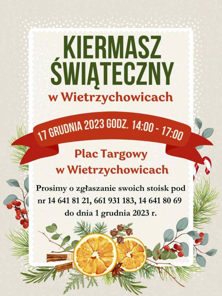 Plakat Kiermasz Świąteczny w Wietrzychowicach 